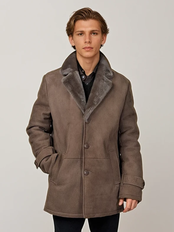 Isidore, 80 cm. - Krage - Mocka Lamm - Man - Mörk Ek