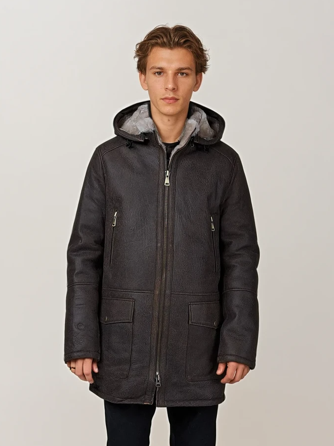 Jago, 85 cm. - Nappa Lamb Crack - Mann - Dunkelbraun