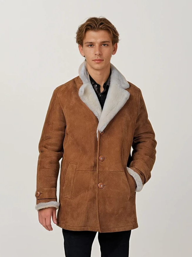 Isidore, 80 cm. - Collier - Agneau Daim - Homme - Cognac