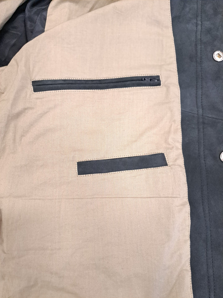 Gundter, 70 cm. - Halsband - Ziegenveloursleder - Herren - Mitternachtsblau