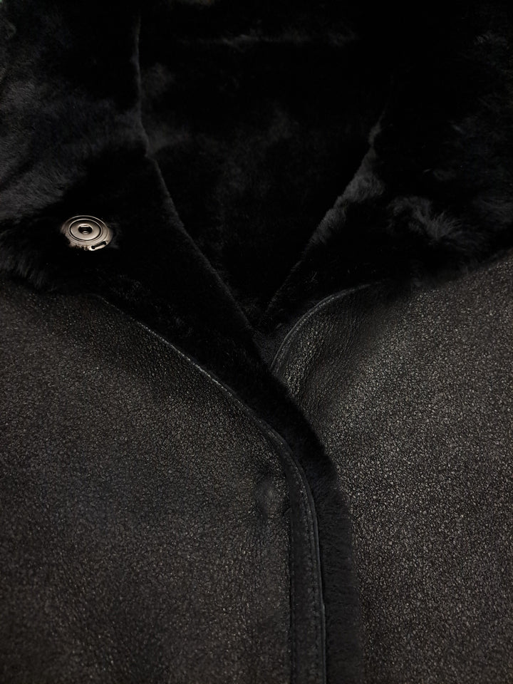 Giorgiana, 95 cm. - Hood - Nappa Lamb Crack - Kvinder - Sort