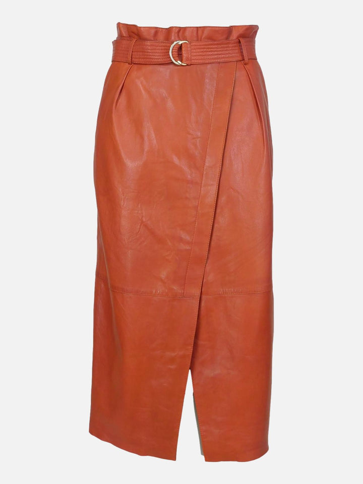 Edith Skirt - Lamb Malli Leather - Women - Burnt Orange