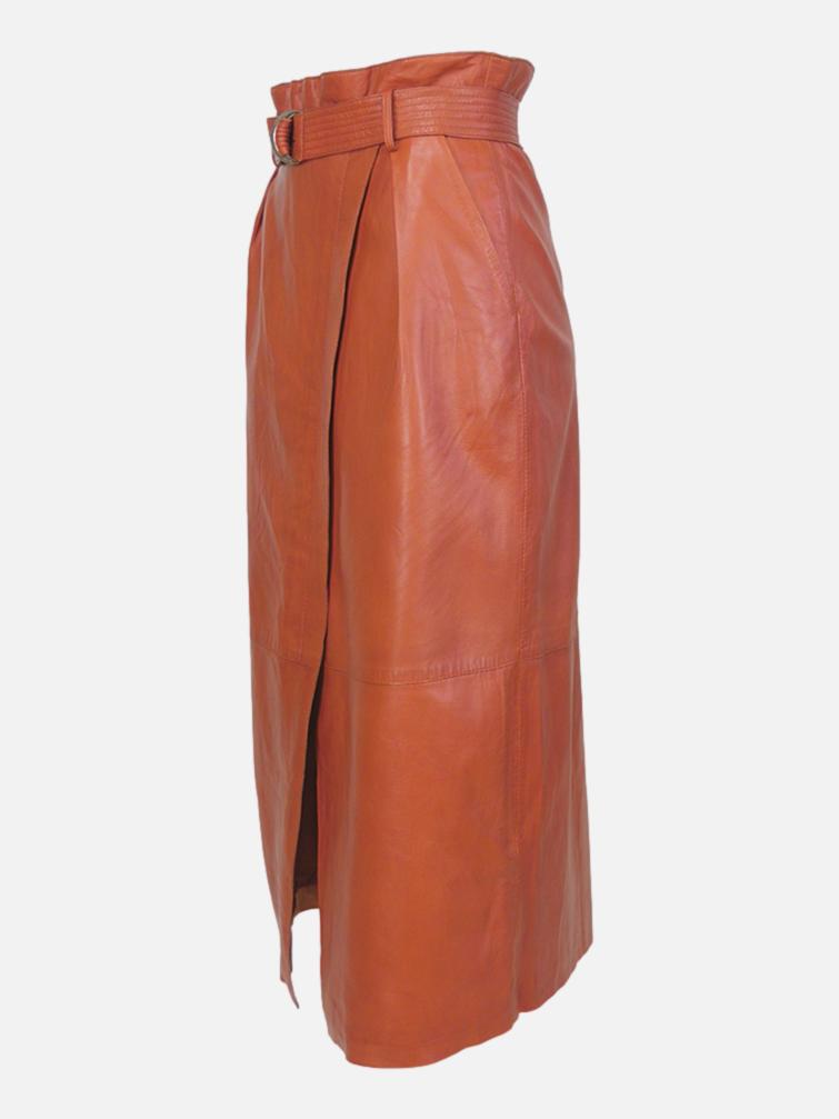 Edith Skirt - Lamb Malli Leather - Women - Burnt Orange