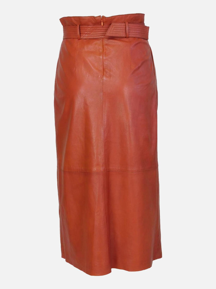 Edith Skirt - Lamb Malli Leather - Women - Burnt Orange