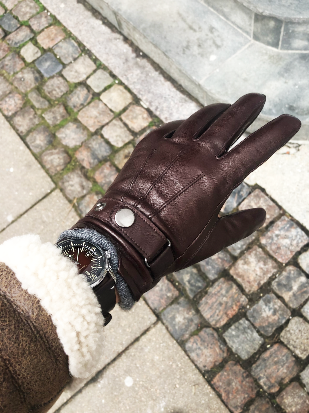 219 hanske - Lamb Slink Leather -Accesories - Brown