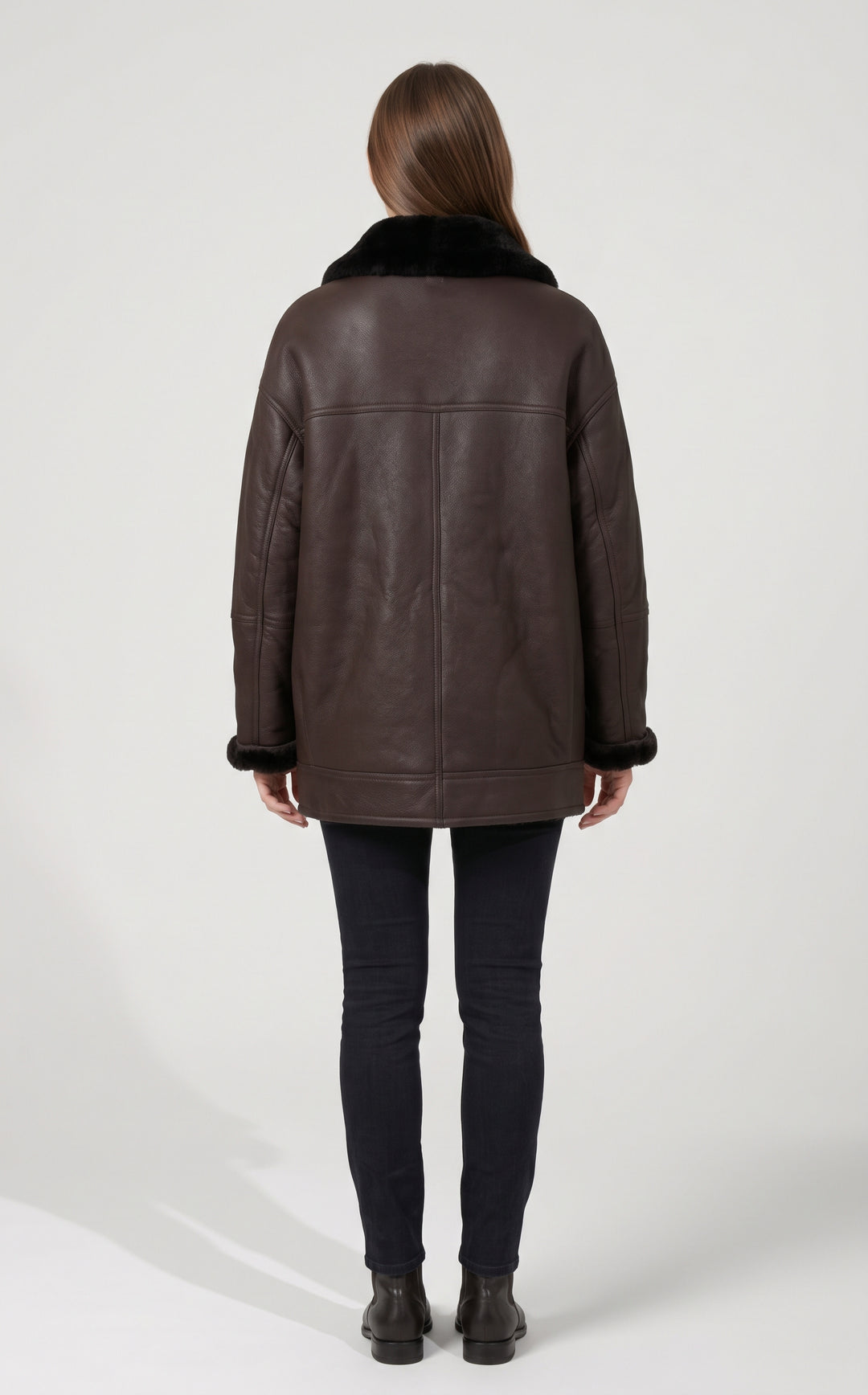 Hervati, 75 cm. - Collar Nappa Lamb Crack - Women Brown