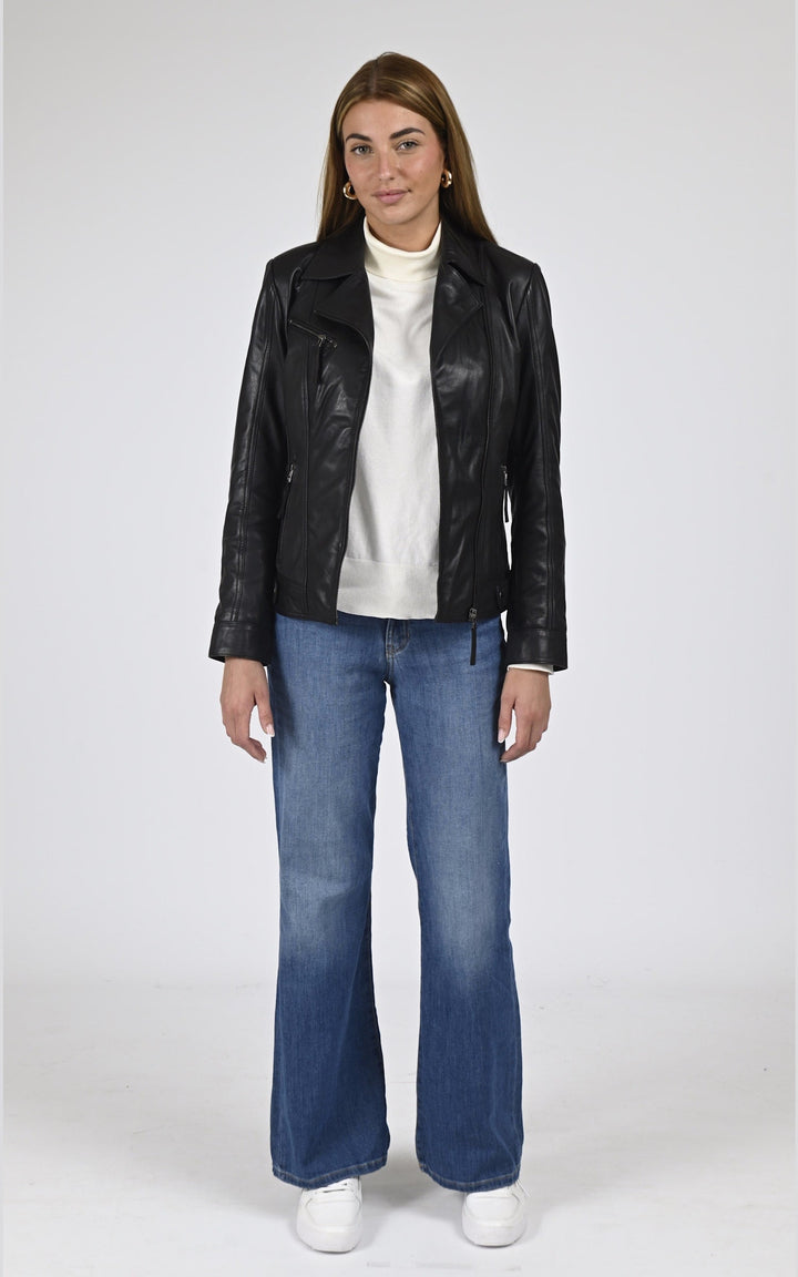 Blouson Cuir Femme La canadienne, modèle Janni de couleur noir