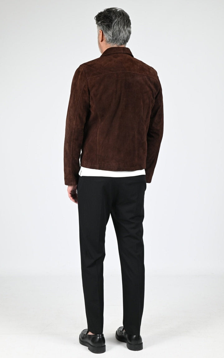 Veste Daim Homme Jaj -Schott-, modèle Lc classic s de couleur dark brown