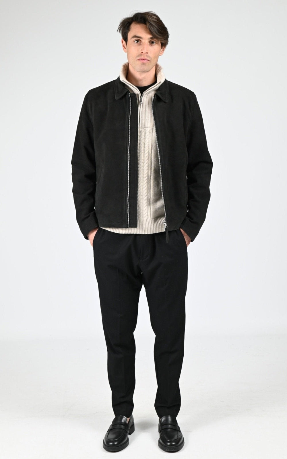 Veste Daim Homme Jaj -Schott-, modèle Lc classic s de couleur black