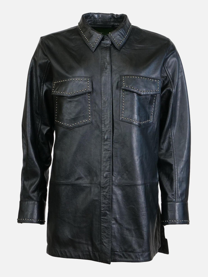 Jincy 77 cm. - Leather shirt - Dame - Sort