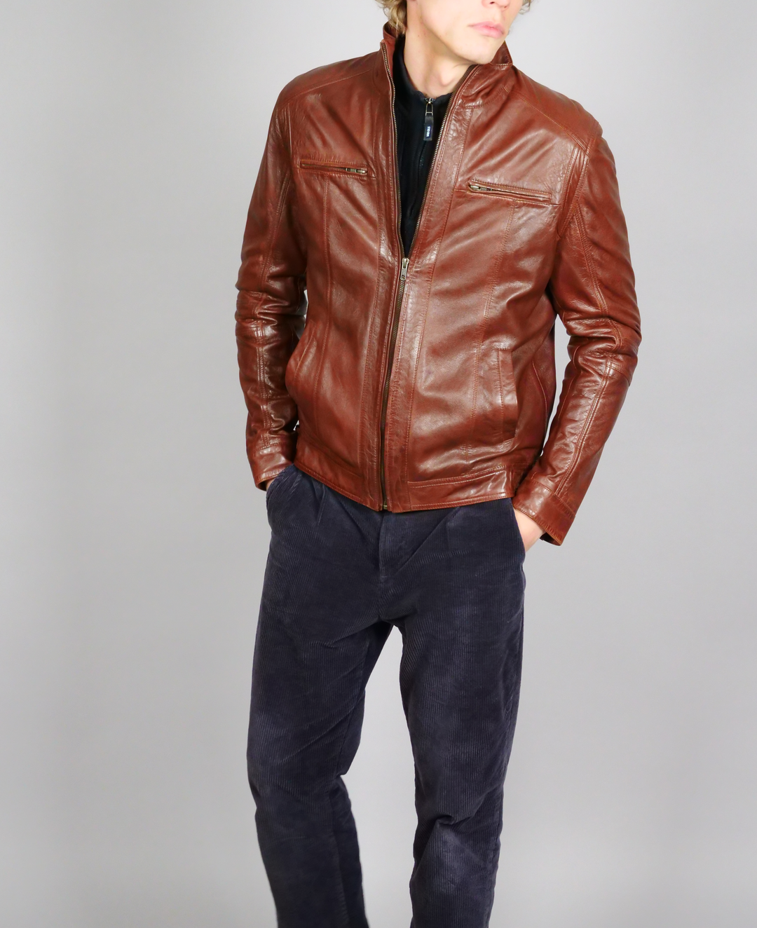 Marlow - Lamb Polish Nappa Leather - Man - Copper Brown