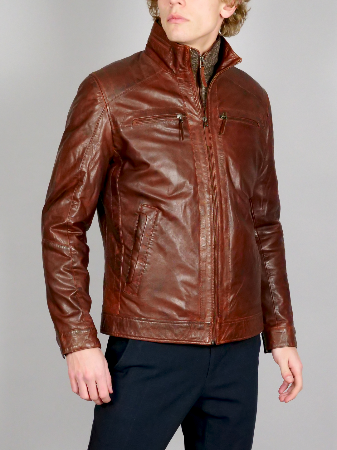 Smart - Lamb Copper Leatherjacket - Men - Copper Brown