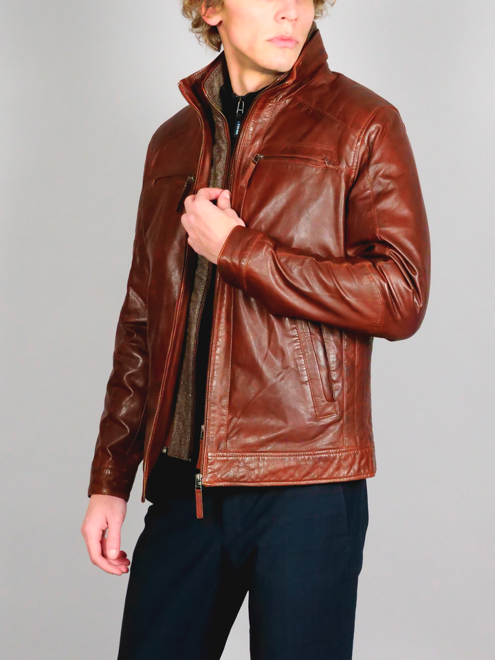 Smart - Lamb Copper Leatherjacket - Men - Copper Brown