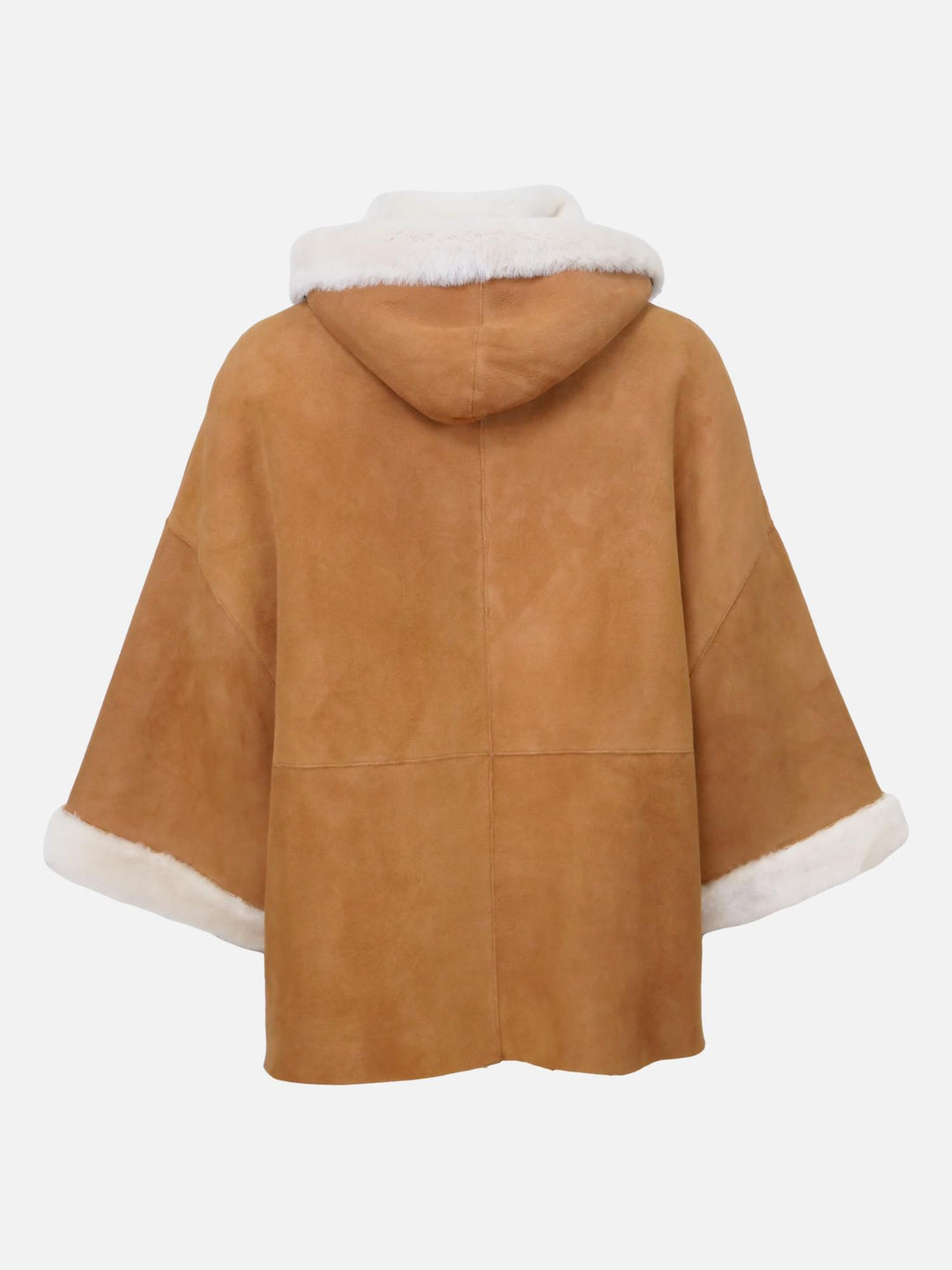 Halloy, 70 cm. - agneau en daim - Poncho / Jacket - Femmes - Cognac