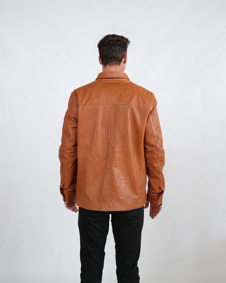 Ian, 70 cm. - Lamb Leather - Man - Cognac