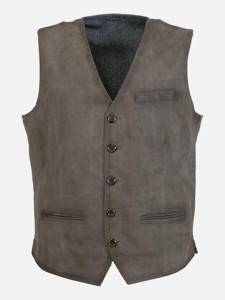 Renzo Vest, 60 cm. - cuir en daim de chèvre - Homme - Gris