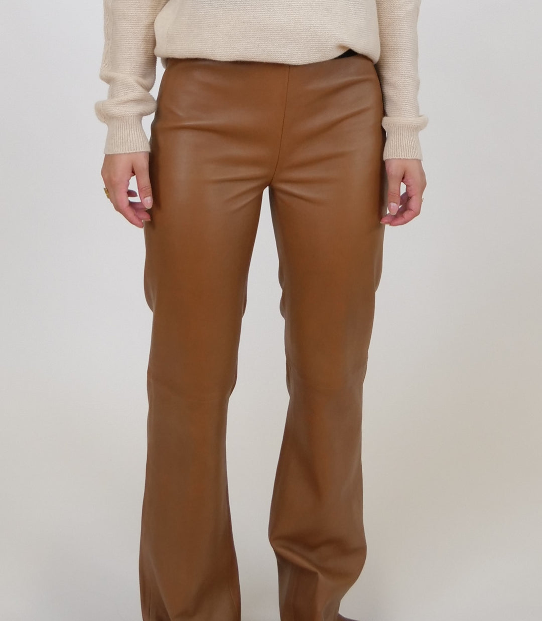 Pantalon Kathleen - Agneau dior en cuir collé - Caramel