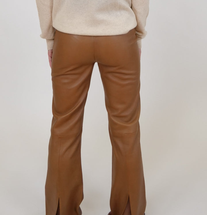 Pantalon Kathleen - Agneau dior en cuir collé - Caramel