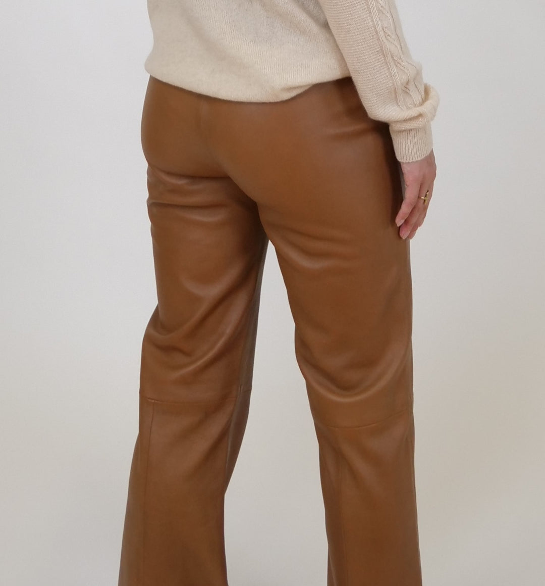 Pantalon Kathleen - Agneau dior en cuir collé - Caramel