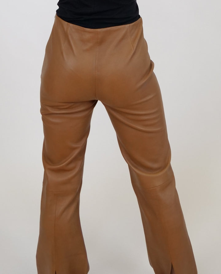 Pantalon Kathleen - Agneau dior en cuir collé - Caramel