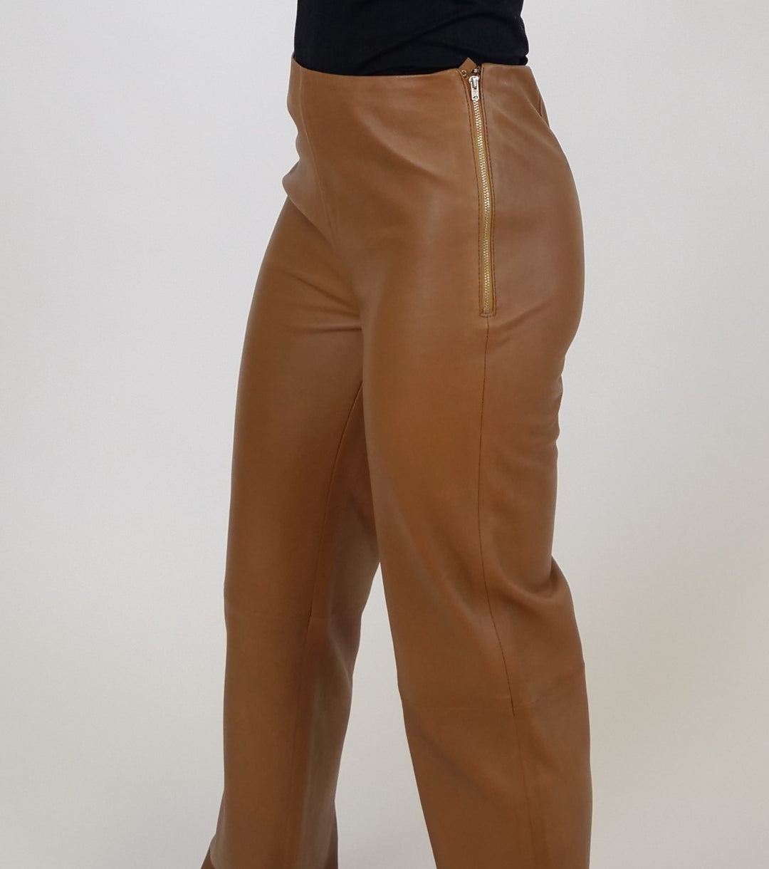 Pantalon Kathleen - Agneau dior en cuir collé - Caramel