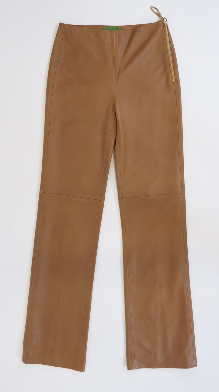 Pantalon Kathleen - Agneau dior en cuir collé - Caramel