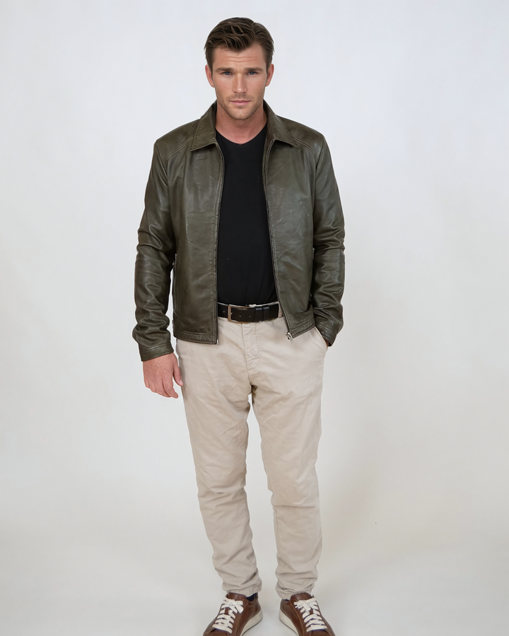 Ivar, 65 cm. - Lamb Polish Nappa Leather -Man - Olive