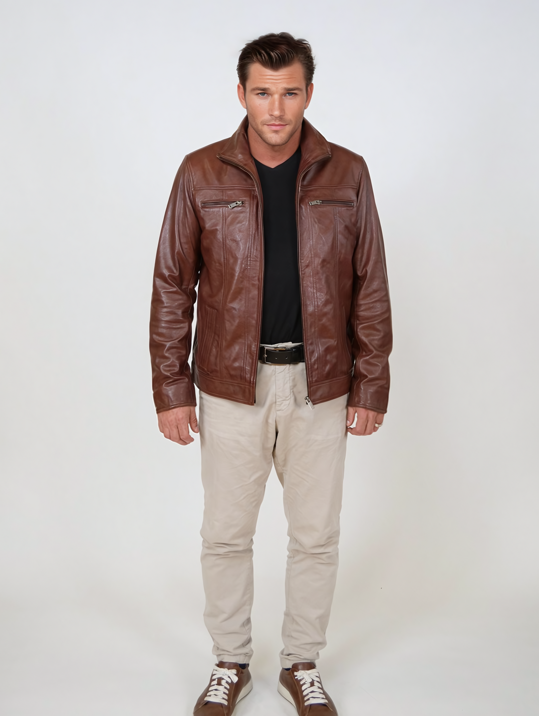 Derek - Lamb Polish Nappa Leather -Man - Copper Brown