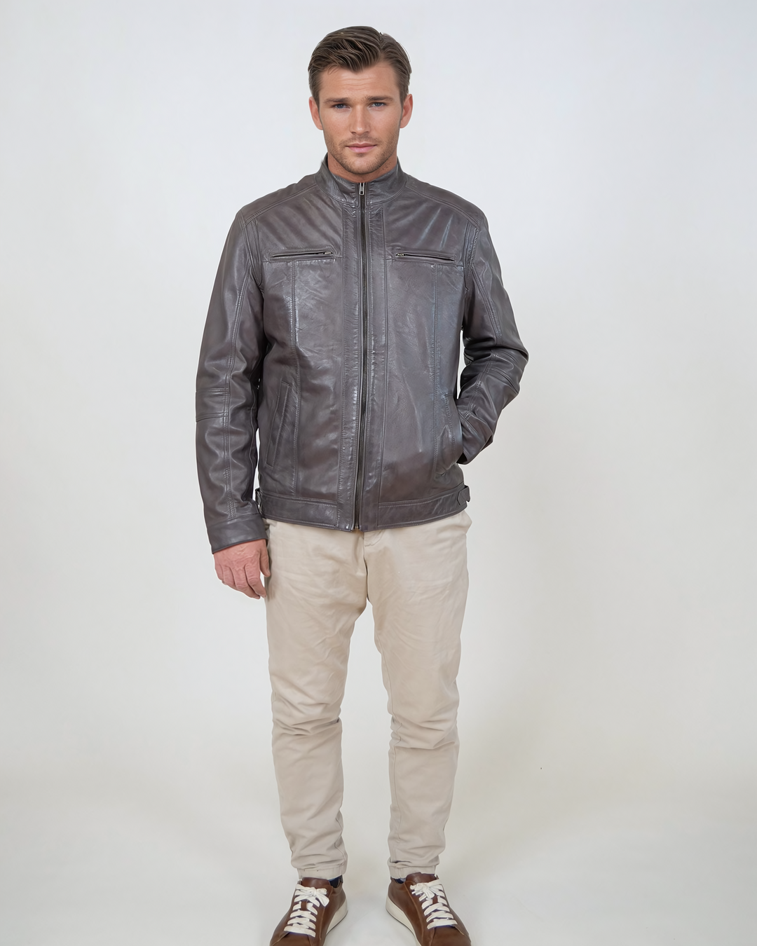 Marlow - Lamb Polish Nappa Leather -man - Grå