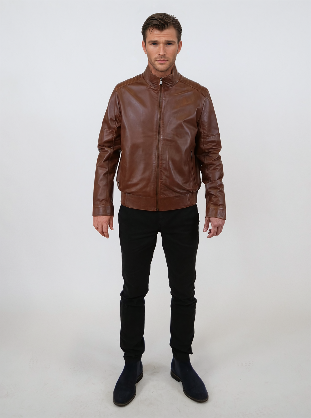 Tyson - Lamb Malli Leather - Man - Dark Cognac