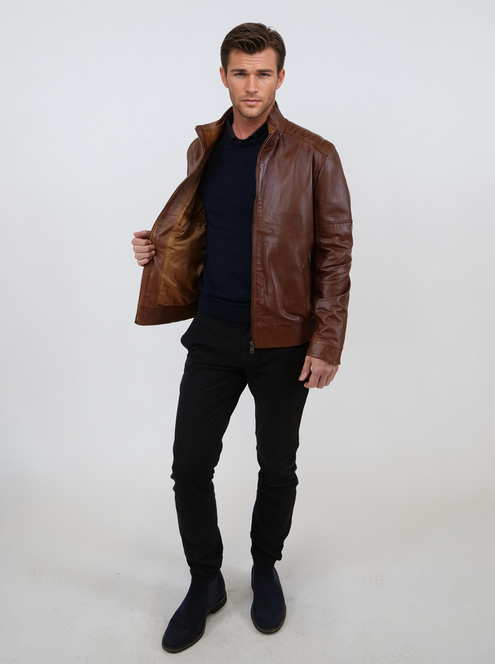 Tyson - Lamb Malli Leather - Man - Dark Cognac