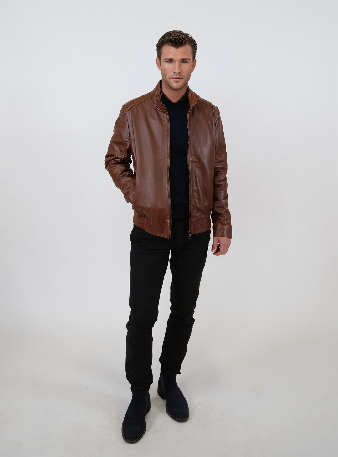 Tyson - Lamb Malli Leather - Man - Dark Cognac