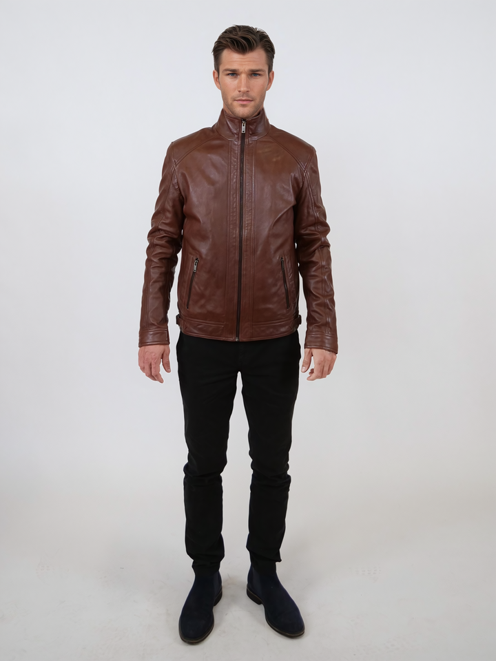 Leon, 68 cm. - Lamb Polish Nappa Leather -Man - Copper Brown