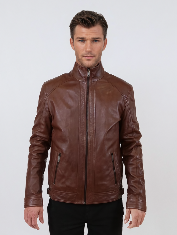 Leon, 68 cm. - Lamb Polish Nappa Leather -Man - Copper Brown