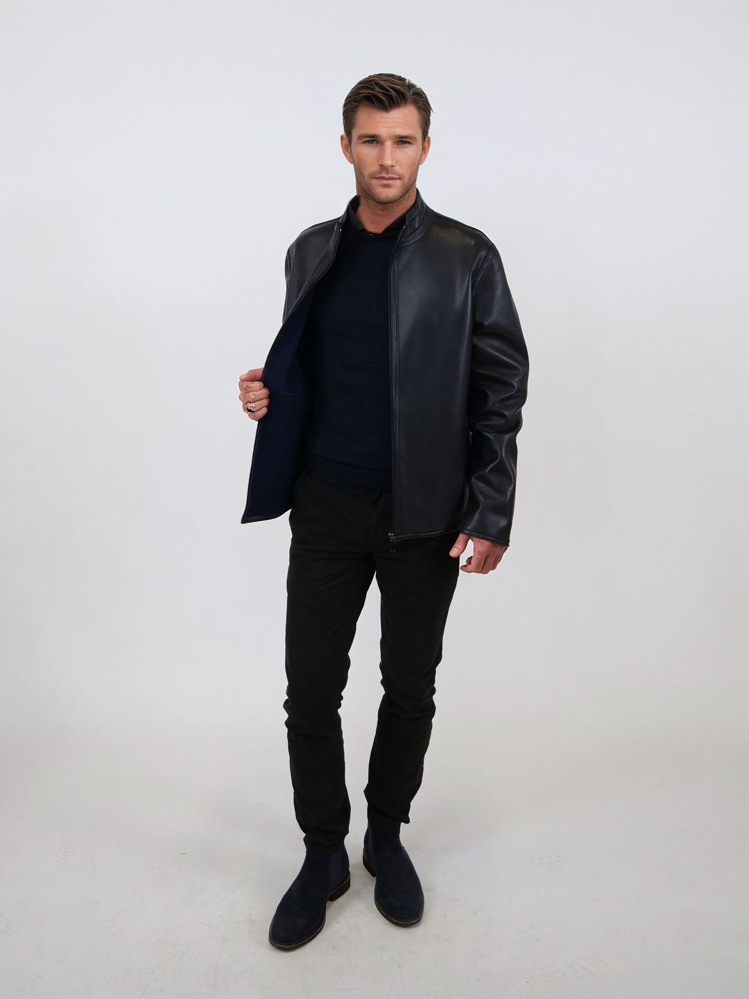 Nouveau Tommy, 70 cm. - Lamb Malli Leather - Homme - Marine