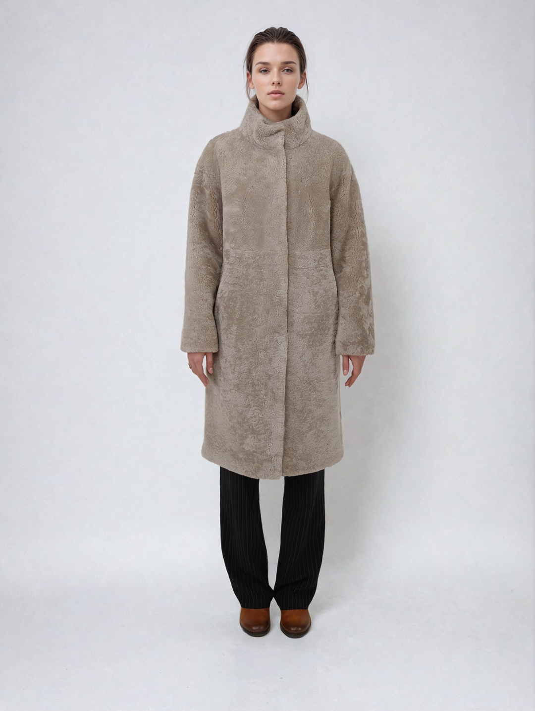 Filuka, 100 cm. - Collier - Agneau bouclé - Femmes - Gray