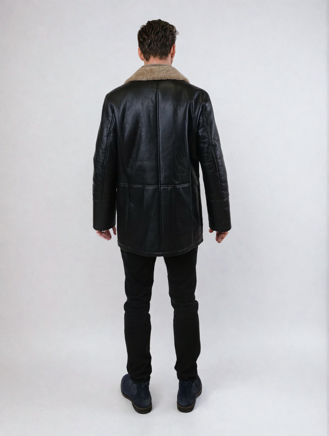 Georges, 82 cm - veste de shearling d'agneau rocheux - Homme - noir