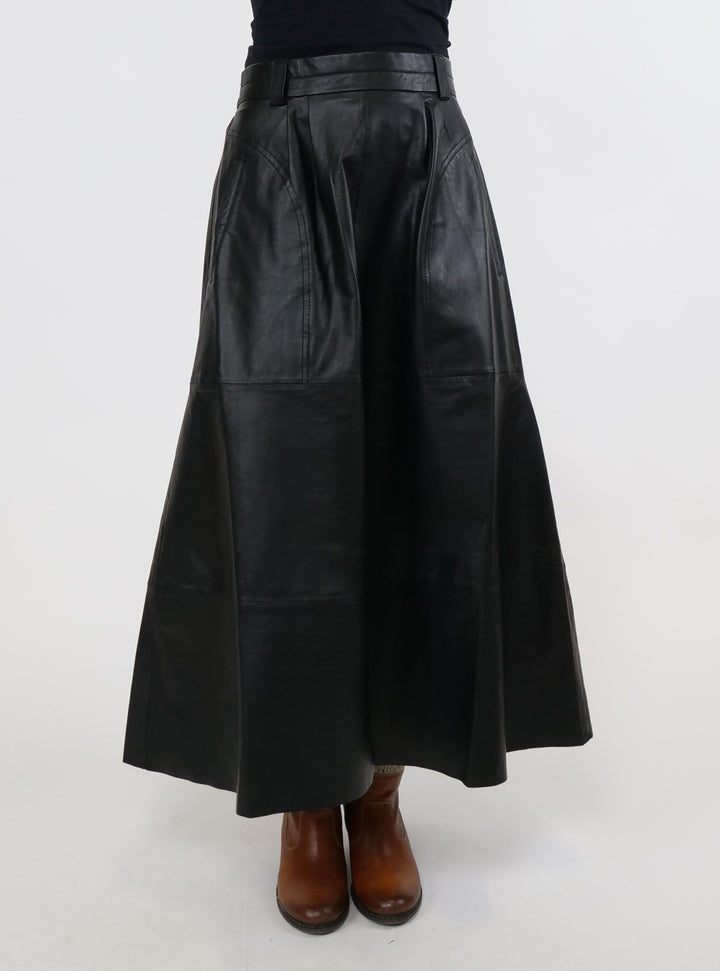 New Lummy Skirt, 88 cm. - Lamb Leather - Women - Black