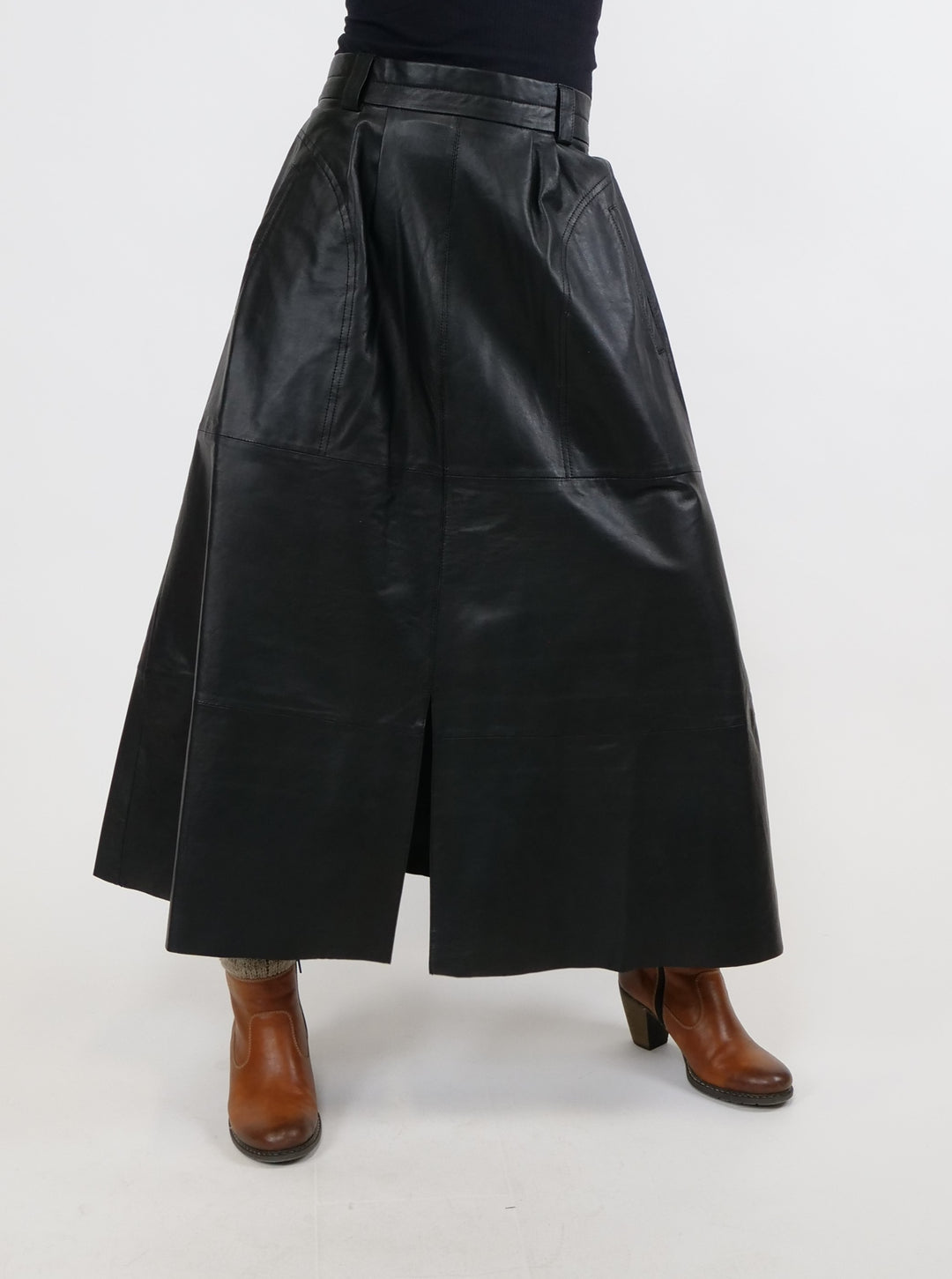 New Lummy Skirt, 88 cm. - Lamb Leather - Women - Black