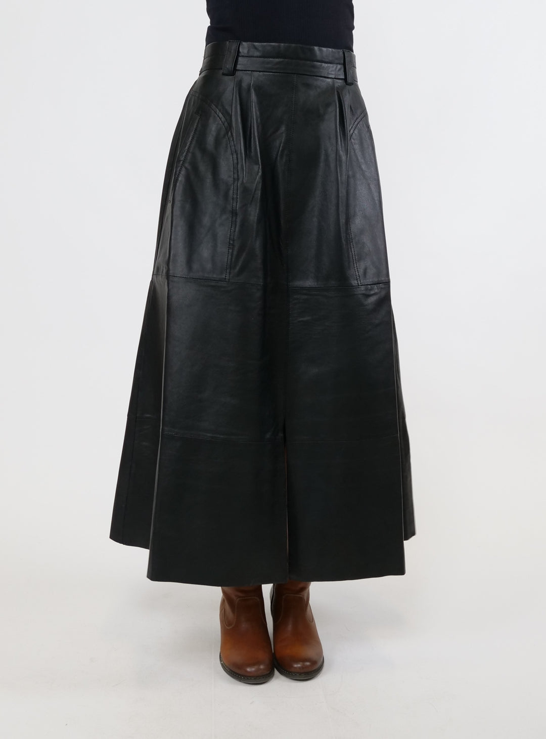 New Lummy Skirt, 88 cm. - Lamb Leather - Women - Black