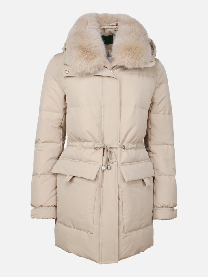 Helsinki, 80 cm. - Kapuze - Daunenjacke - Damen - Beige