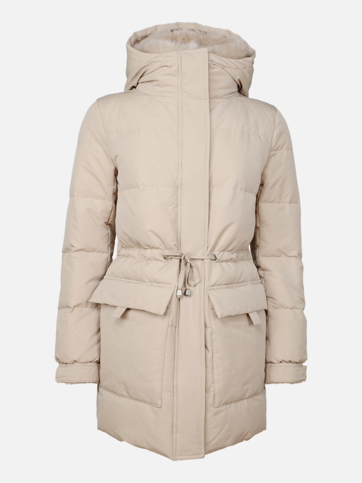 Helsinki, 80 cm. - Kapuze - Daunenjacke - Damen - Beige