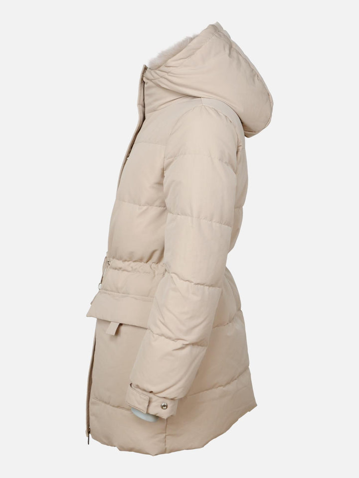 Helsinki, 80 cm. - Kapuze - Daunenjacke - Damen - Beige