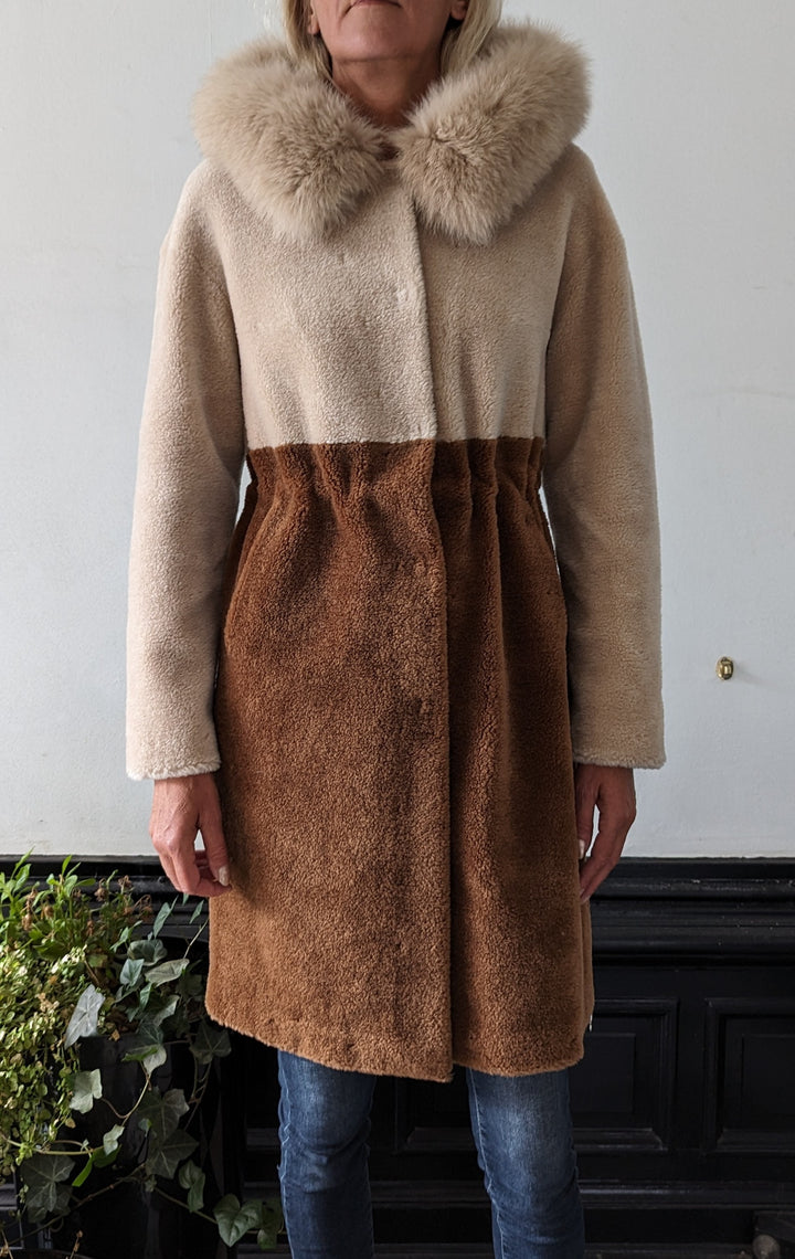 Gabia, 100 cm. - Hood - Air Wool Coat - Women - Light Camel & Camel