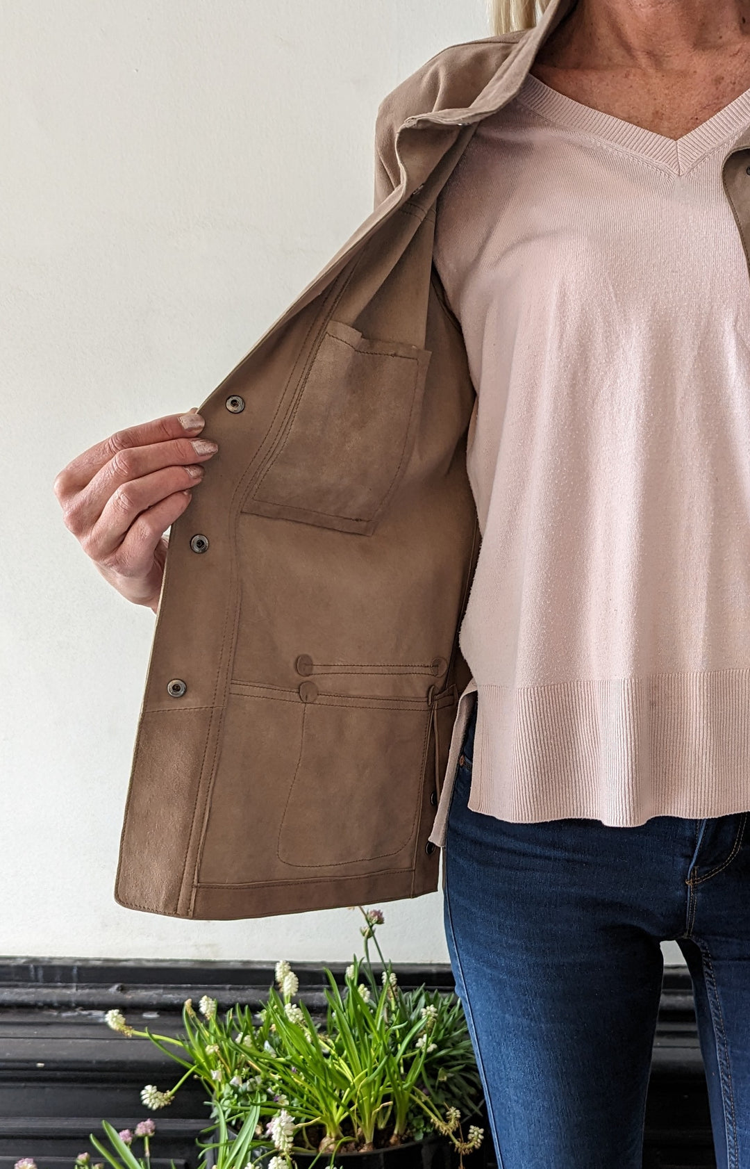 Ladies Shirt - Geit Suede - Women - Taupe