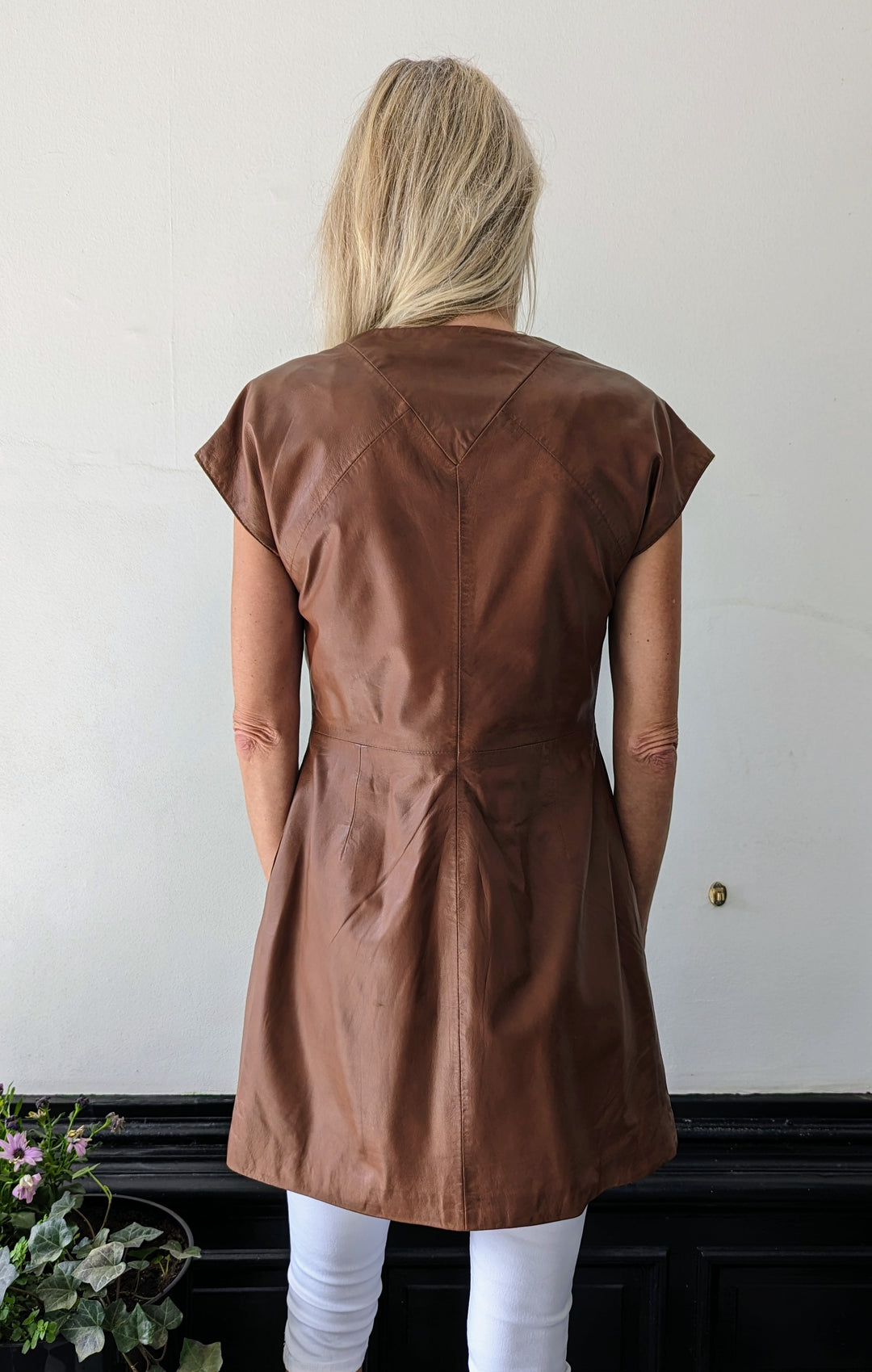 Robe Kennedy - Lamb Malli Leather - Femmes - Cognac foncé