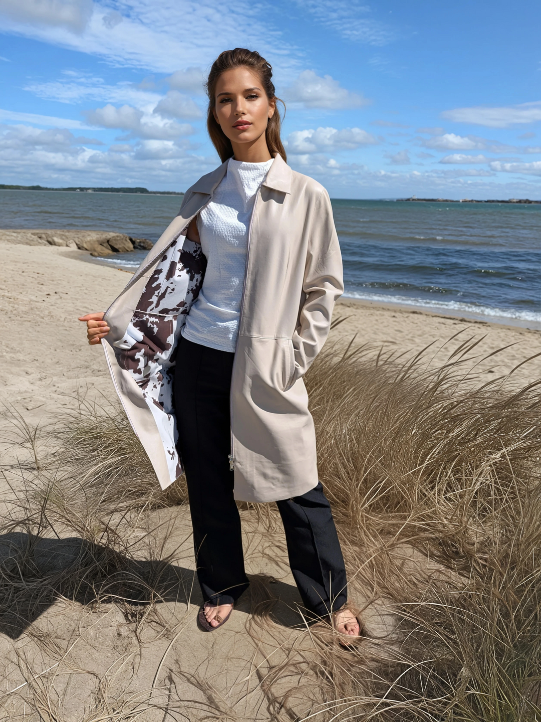 Elva, 96 cm. - Lamb Dior Leather - Women - Sand