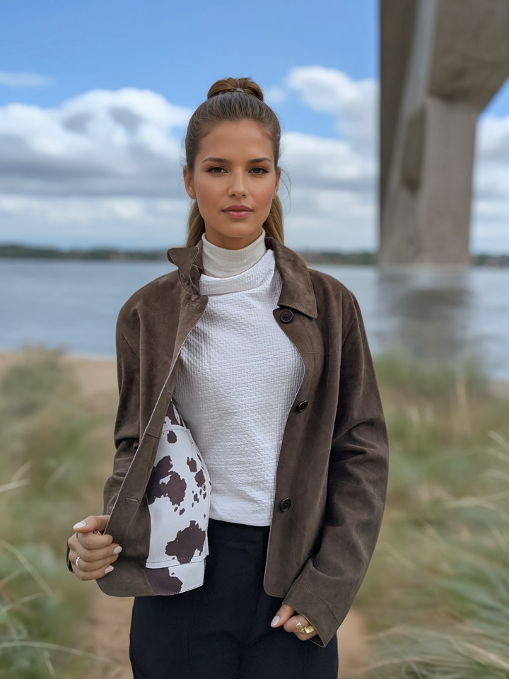 Vida, 53 cm. - Goat Suede Leather - Women - Olive