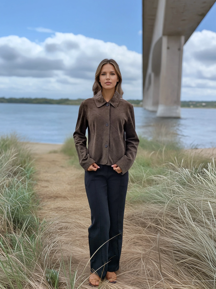 Vida, 53 cm. - Goat Suede Leather - Women - Olive