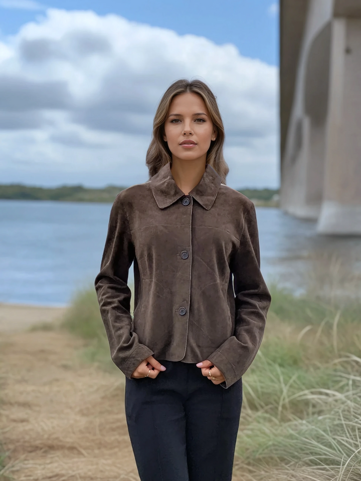 Vida, 53 cm. - Goat Suede Leather - Women - Olive